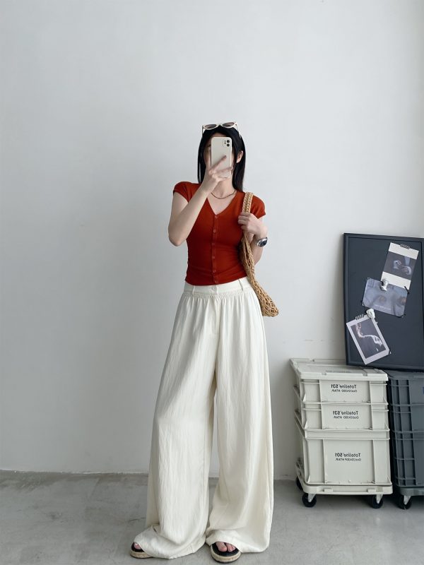 Lightweight Casual Wide-Leg Pants for Women, Loose Breathable Sun-Protective Floor-Length Trousers for Summer Fashion