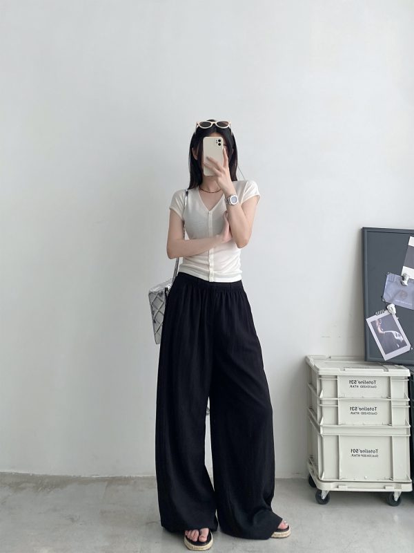 Lightweight Casual Wide-Leg Pants for Women, Loose Breathable Sun-Protective Floor-Length Trousers for Summer Fashion