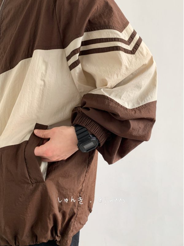 Lightweight Color-Blocked Hooded Sun Protection Jacket for Men and Women - Japanese Retro Outdoor Work Coat, Breathable Summer Style
