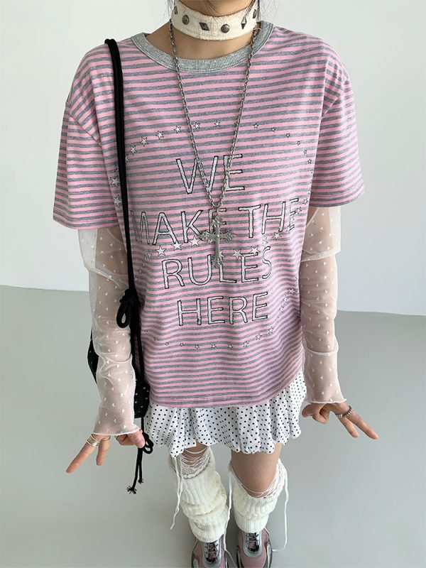 Lightweight Heart Jacquard Mesh Inner Layer Top - Thin Mist Design for Effortless Style, Perfect for 90s and Y2K Inspired Looks