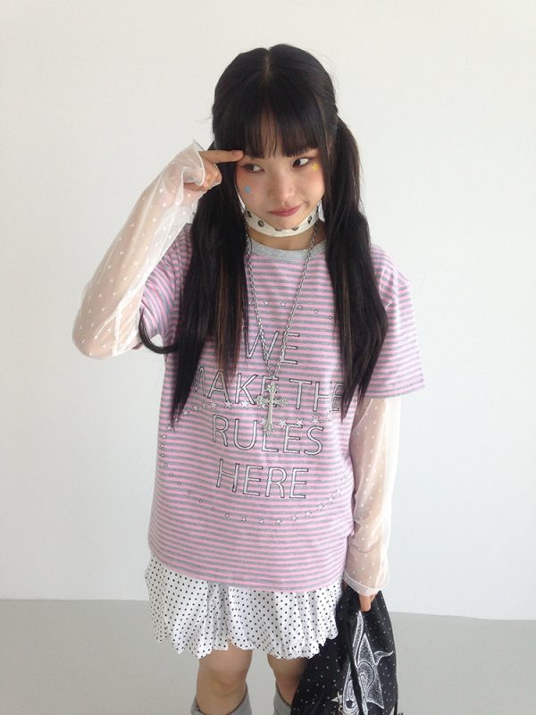 Lightweight Heart Jacquard Mesh Inner Layer Top - Thin Mist Design for Effortless Style, Perfect for 90s and Y2K Inspired Looks
