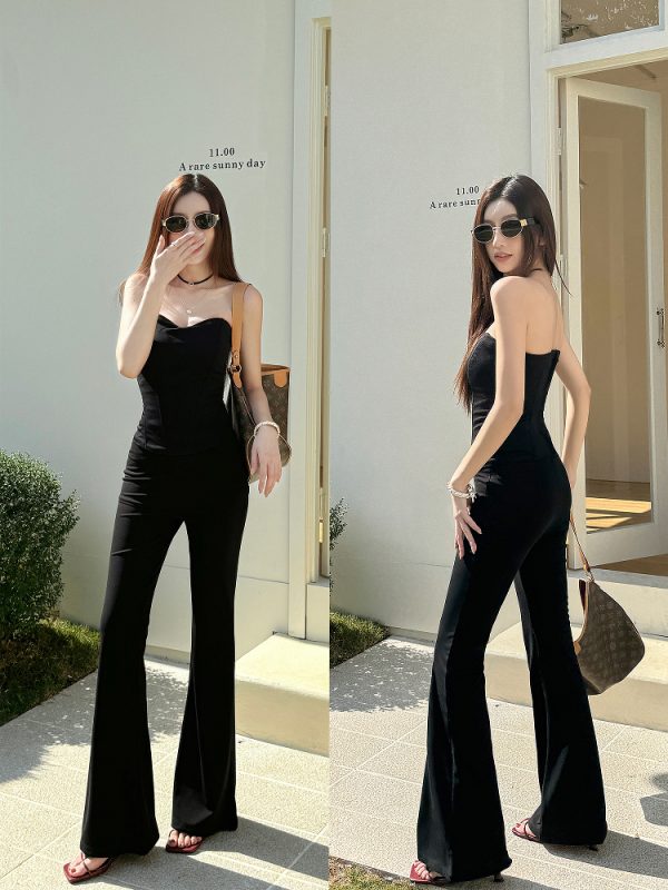 Lightweight High-Waisted Bell-Bottom Pants for Spring & Summer, Stretchy Slim-Fit Draped Wide-Leg Trousers