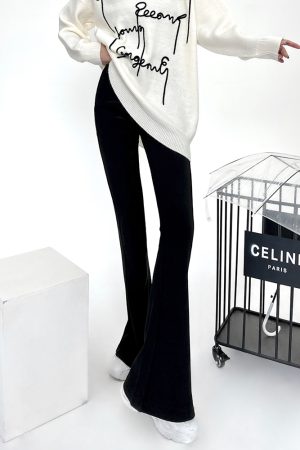 Lightweight High-Waisted Flared Pants for Women - Stretchy Draping Wide-Leg, Slimming Floor-Length Design for Spring and Autumn