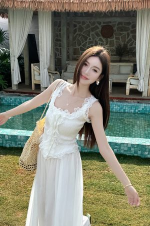 Lightweight High-Waisted Floor-Length Chiffon Skirt with 3-Layered Hem - Summer Beach Skirt with Elastic Waist