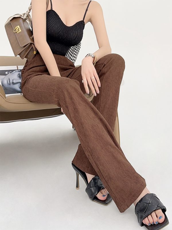 Lightweight High-Waisted Retro Flared Pants for Women - Slim Fit, Stretchy, Floor-Length Design for Spring and Summer Fashion