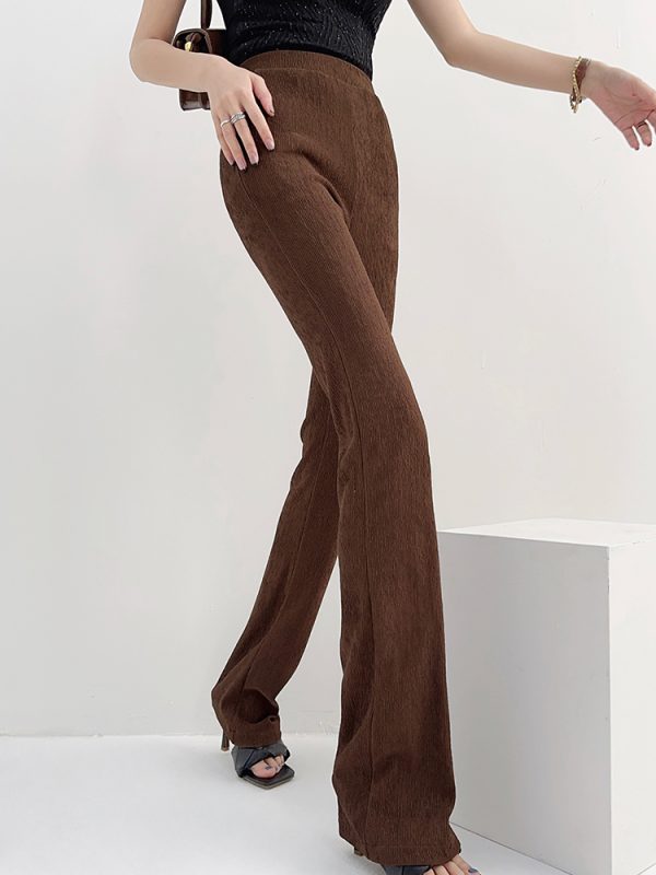 Lightweight High-Waisted Retro Flared Pants for Women - Slim Fit, Stretchy, Floor-Length Design for Spring and Summer Fashion