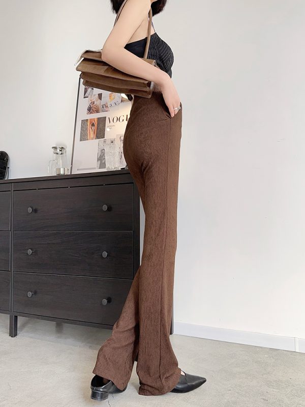 Lightweight High-Waisted Retro Flared Pants for Women - Slim Fit, Stretchy, Floor-Length Design for Spring and Summer Fashion