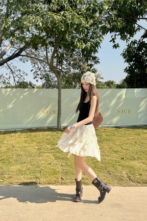 Lightweight Irregular Lace Ruffled A-Line Skirt â€“ Versatile Chiffon Cake Skirt for Spring and Summer Fashion