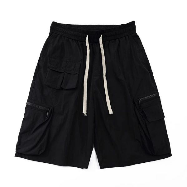 Lightweight Japanese-Style Men's Summer Work Shorts, Loose Quick-Dry Multi-Pocket Casual Five-Point Pants for Outdoor Sports