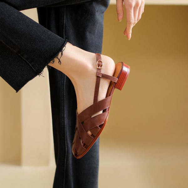 Lightweight Luxury Sandals for Women, 2 cm Heel, Italian-Style, Fashionable Versatile Outdoor Trend 2024