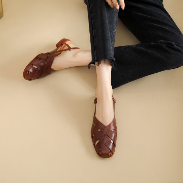 Lightweight Luxury Sandals for Women, 2 cm Heel, Italian-Style, Fashionable Versatile Outdoor Trend 2024