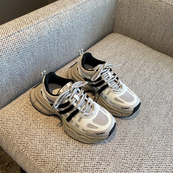 Lightweight Mesh Sports Shoes for Women - Casual Lace-Up Thick-Soled Dad Sneakers, Comfortable & Breathable 2025 Style