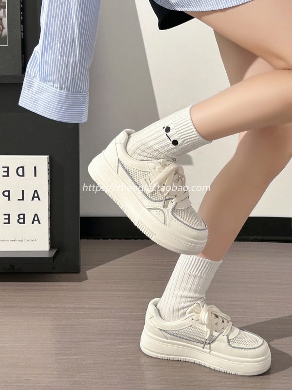 Lightweight Mesh White Sneakers for Women - Breathable Casual Minimalist Sports Shoes for Summer 2025