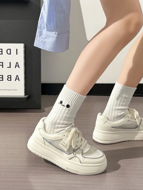 Lightweight Mesh White Sneakers for Women - Breathable Casual Minimalist Sports Shoes for Summer 2025