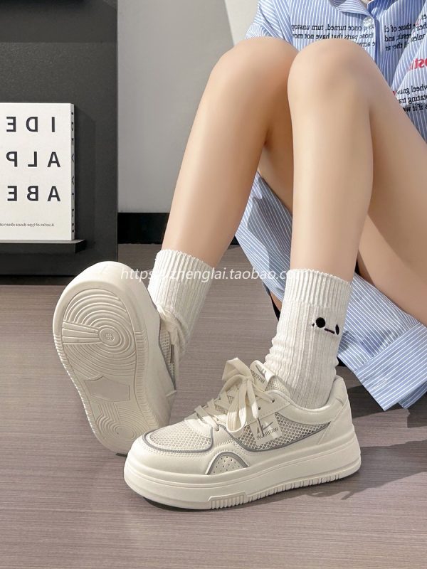 Lightweight Mesh White Sneakers for Women - Breathable Casual Minimalist Sports Shoes for Summer 2025