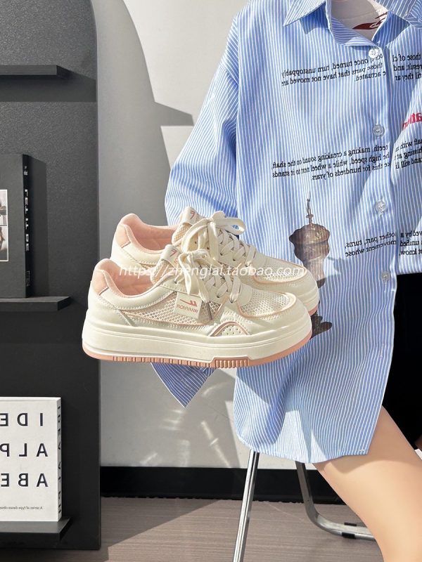 Lightweight Mesh White Sneakers for Women - Breathable Casual Minimalist Sports Shoes for Summer 2025