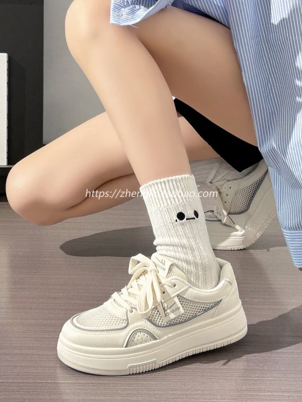 Lightweight Mesh White Sneakers for Women - Breathable Casual Minimalist Sports Shoes for Summer 2025