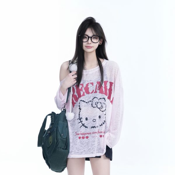 Lightweight Off-Shoulder Long Sleeve Cover-Up T-Shirt for Women - American Style Summer Sun Protection Top