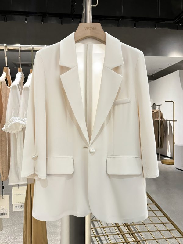 Lightweight Off-White Women's Suit Jacket - Stylish Minimalist Blazer for Summer Commuting, Fashionable 2025 Design