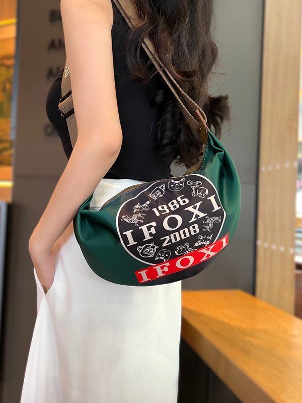 Lightweight Printed Oxford Cloth Dumpling Crossbody Bag for Women - Casual Versatile Shoulder Bag for Spring 2025 Fashion