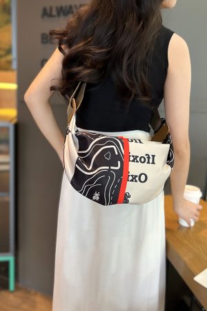Lightweight Printed Oxford Cloth Dumpling Crossbody Bag for Women - Casual Versatile Shoulder Bag for Spring 2025 Fashion