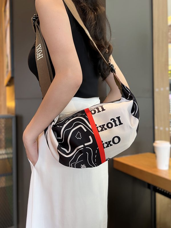 Lightweight Printed Oxford Cloth Dumpling Crossbody Bag for Women - Casual Versatile Shoulder Bag for Spring 2025 Fashion
