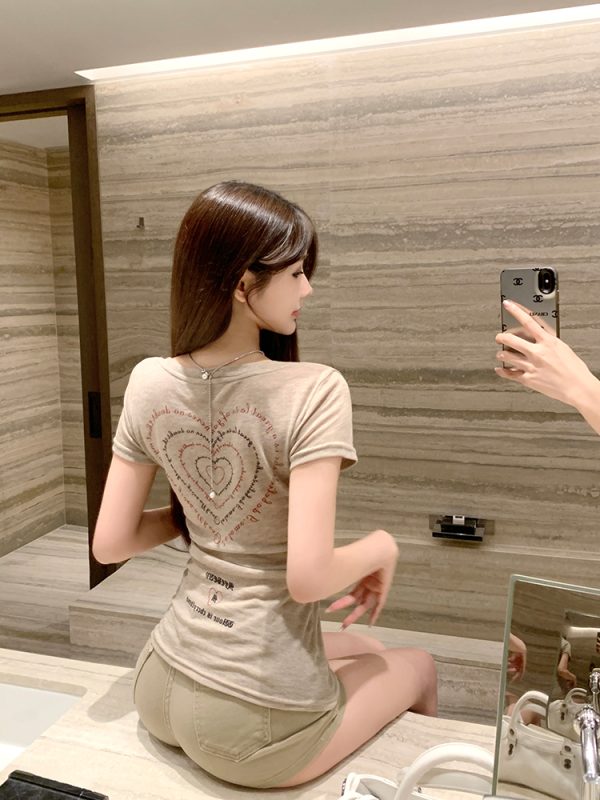 Lightweight Sheer Letter Print T-Shirt for Women - Trendy 90s Style Top
