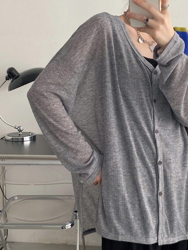 Lightweight Sheer Sun Grapefruit Cardigan - Women's Long Sleeve Summer Outerwear, Loose & Breathable Air Conditioning Jacket