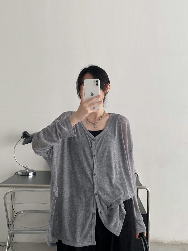 Lightweight Sheer Sun Grapefruit Cardigan - Women's Long Sleeve Summer Outerwear, Loose & Breathable Air Conditioning Jacket