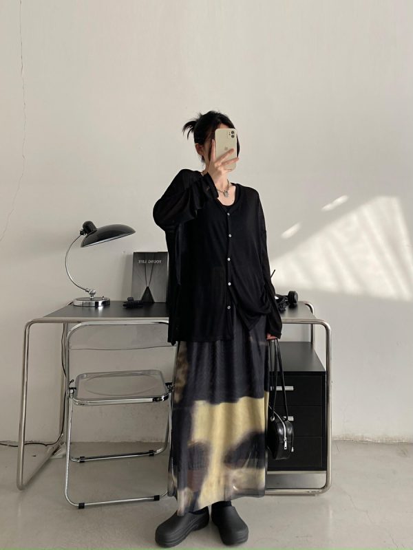 Lightweight Sheer Sun Grapefruit Cardigan - Women's Long Sleeve Summer Outerwear, Loose & Breathable Air Conditioning Jacket