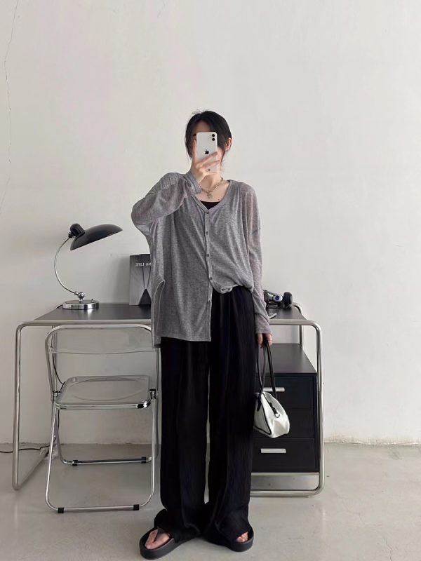 Lightweight Sheer Sun Grapefruit Cardigan - Women's Long Sleeve Summer Outerwear, Loose & Breathable Air Conditioning Jacket