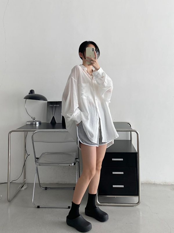 Lightweight White Long-Sleeve Sun Protection Shirt for Women - Loose Korean Style Tencel Jacket Top for Spring and Summer