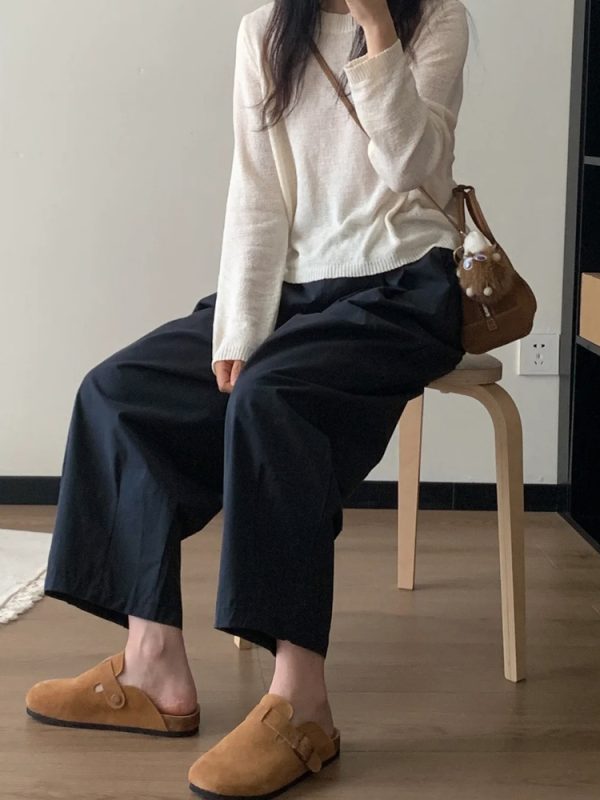 Lightweight Wide-Leg Balloon Pants for Women, Japanese Style Cropped Carrot Pants, Loose Fit Summer Trousers for Petite Fashion