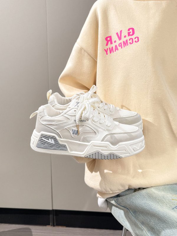 Lightweight Women's White Canvas Sneakers - Breathable Mesh Sports Shoes for Summer - Versatile Casual Footwear