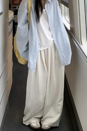 Lightweight Women's White Wide-Leg Pants - Summer 2025 Casual, Slimming, Loose Fit for Effortless Style