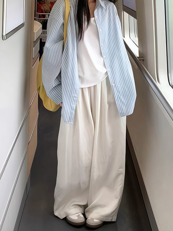 Lightweight Women's White Wide-Leg Pants - Summer 2025 Casual, Slimming, Loose Fit for Effortless Style
