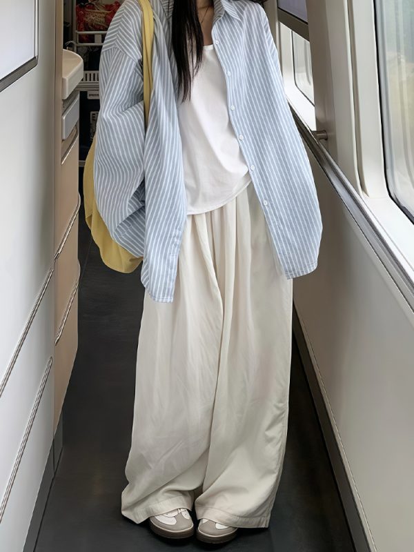 Lightweight Women's White Wide-Leg Pants - Summer 2025 Casual, Slimming, Loose Fit for Effortless Style