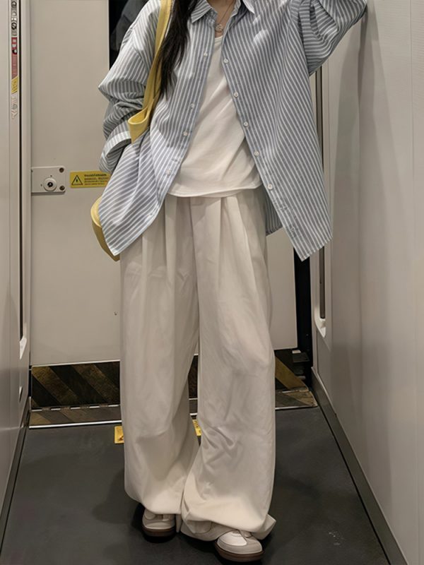 Lightweight Women's White Wide-Leg Pants - Summer 2025 Casual, Slimming, Loose Fit for Effortless Style