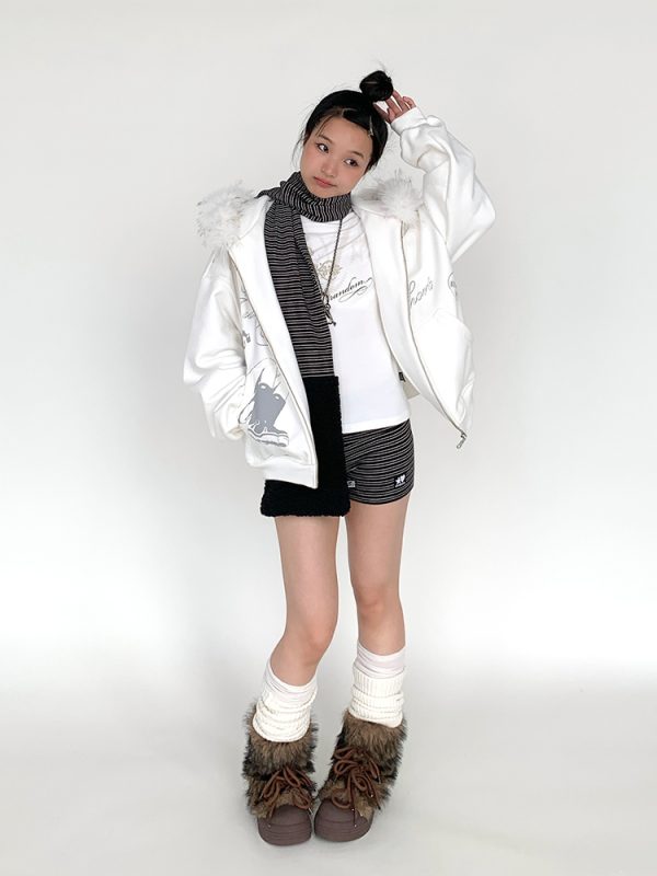 Little Devil Velvet Layering Leggings for Autumn Winter - Striped Inner Wear with Anti-Exposure Safety Shorts