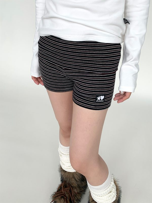 Little Devil Velvet Layering Leggings for Autumn Winter - Striped Inner Wear with Anti-Exposure Safety Shorts