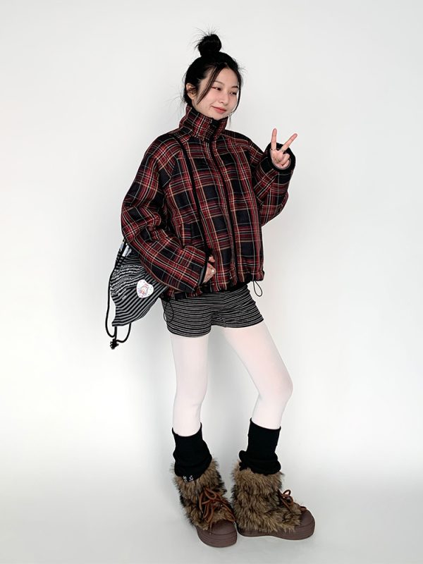 Little Devil Velvet Layering Leggings for Autumn Winter - Striped Inner Wear with Anti-Exposure Safety Shorts