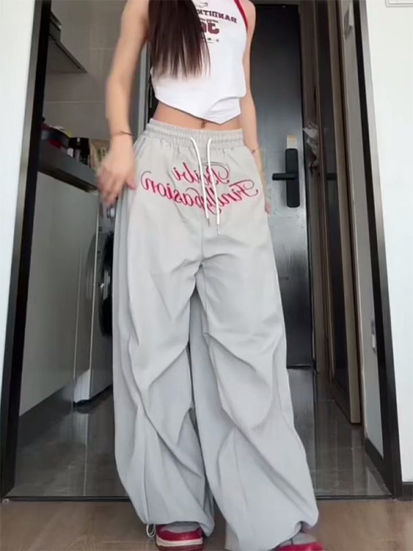 Loose-Fit Vintage Cargo Pants for Women, Wide-Leg Parachute Style, Hip-Hop & Street Dance Versatile Casual Trousers