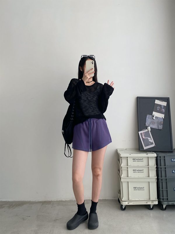 Loose-Fitting Casual Summer Shorts for Outdoor Wear - Comfortable Sports Sweatpants in Sun Grapefruit Color