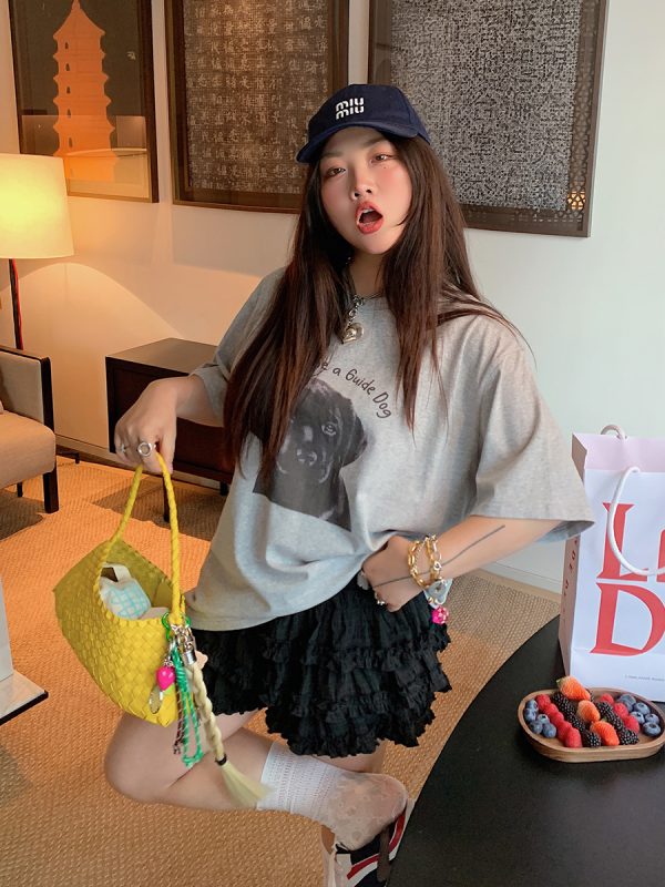 Loose Printed T-Shirt for Women, Short Sleeve Plus Size Summer Top, 2025 New Style, Korean Lazy Fashion, Casual Everyday Wear