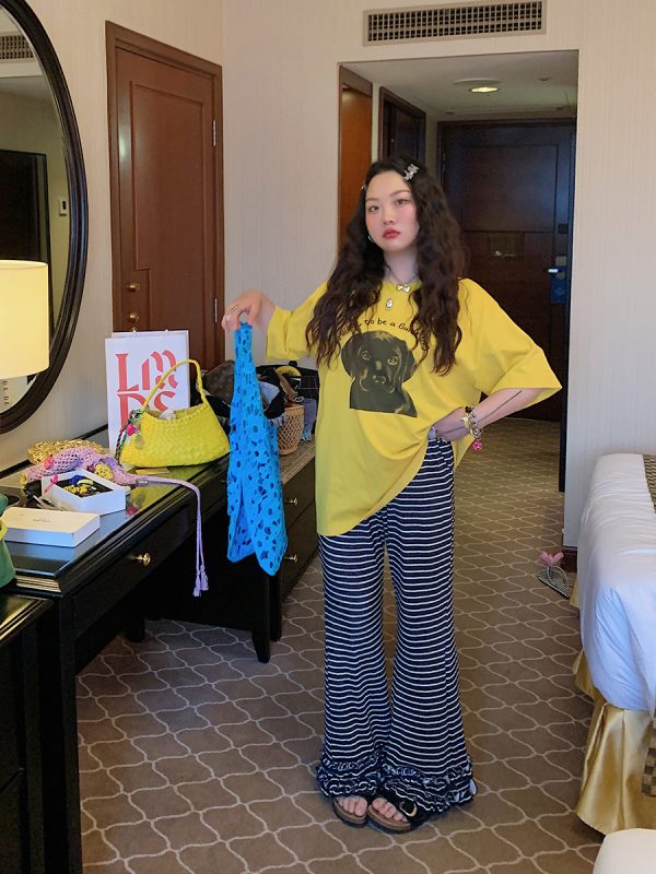 Loose Printed T-Shirt for Women, Short Sleeve Plus Size Summer Top, 2025 New Style, Korean Lazy Fashion, Casual Everyday Wear