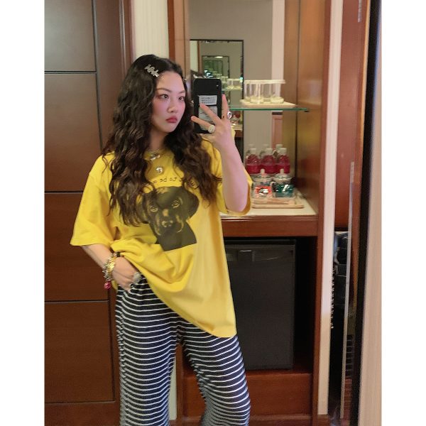 Loose Printed T-Shirt for Women, Short Sleeve Plus Size Summer Top, 2025 New Style, Korean Lazy Fashion, Casual Everyday Wear