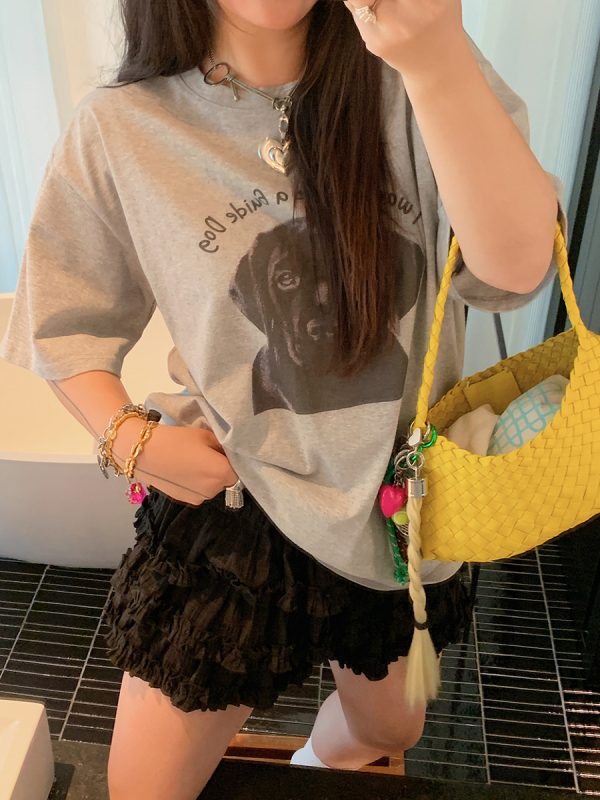 Loose Printed T-Shirt for Women, Short Sleeve Plus Size Summer Top, 2025 New Style, Korean Lazy Fashion, Casual Everyday Wear