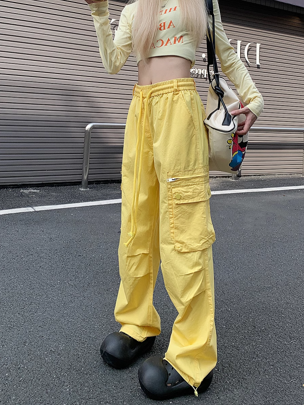 Loose Straight-Leg Work Pants for Women - Sporty Casual 2025 Dopamine Outfit in American Style for Petite Sizes