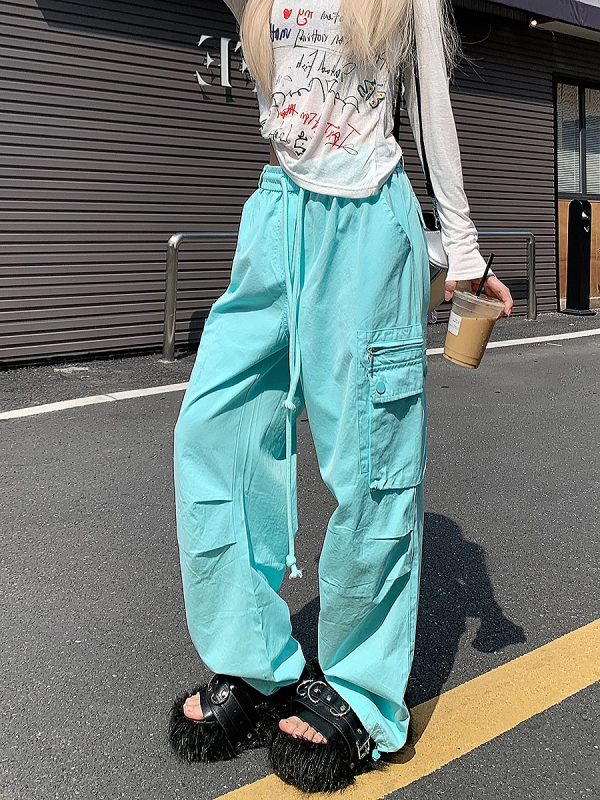 Loose Straight-Leg Work Pants for Women - Sporty Casual 2025 Dopamine Outfit in American Style for Petite Sizes