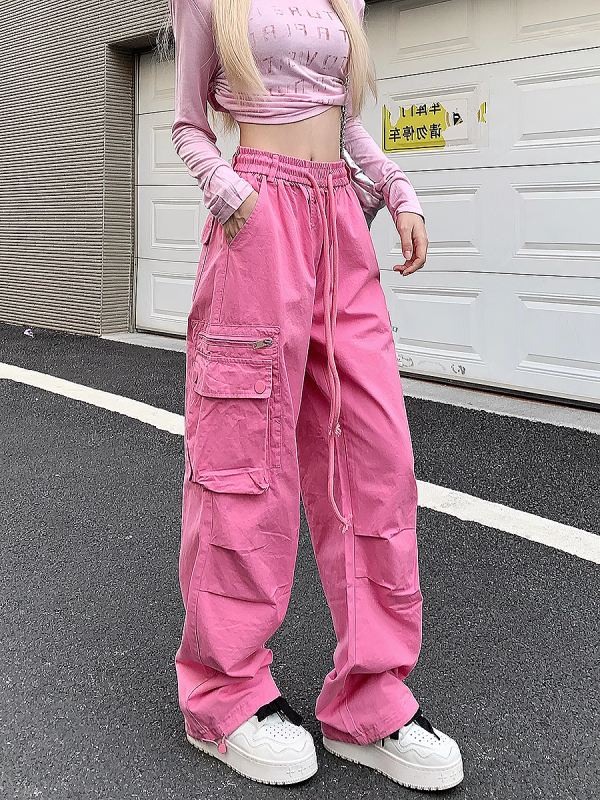 Loose Straight-Leg Work Pants for Women - Sporty Casual 2025 Dopamine Outfit in American Style for Petite Sizes